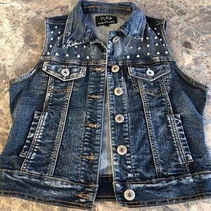 Denim vest with metal studs by Yara Modern princess. Size Small
